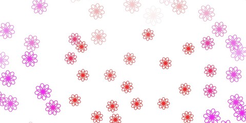 Light Pink, Red vector doodle pattern with flowers.