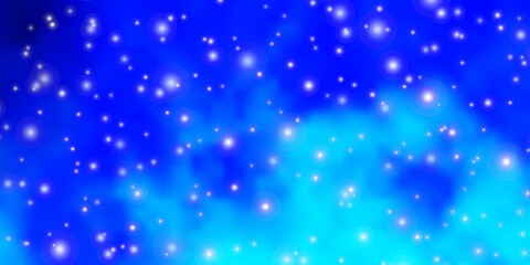 Naklejka na ściany i meble Light BLUE vector background with colorful stars. Shining colorful illustration with small and big stars. Best design for your ad, poster, banner.
