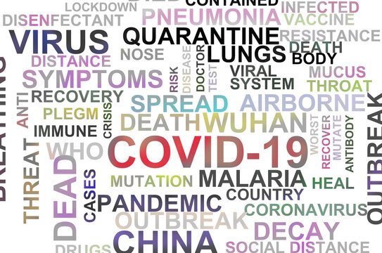 Words related to Covid-19 arranged like puzzle