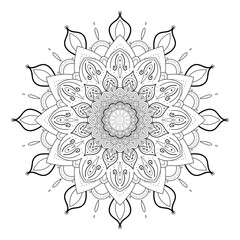 Mandala for Coloring book page. Flower Mandala. Vintage decorative elements. Oriental pattern, vector illustration.
