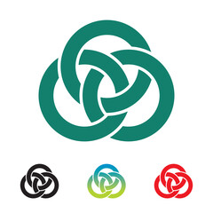 the concept of a geometric logo chain of three circles. Unique, minimalist and modern with a choice of black, red, green and gradation