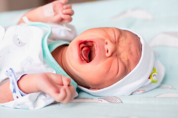 Cute asian baby newborn close up