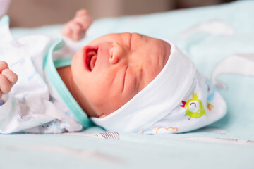 Cute asian baby newborn close up