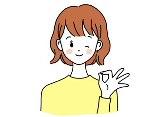 女性 OK ポーズ