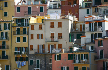 Detail view of colorful buildings in Cinque Terre