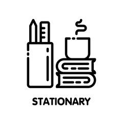 Stationary outline icon style design illustration on white background