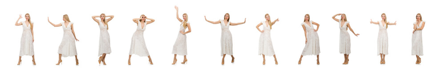 Fototapeta premium Woman in dress in fashion dress isolated on white