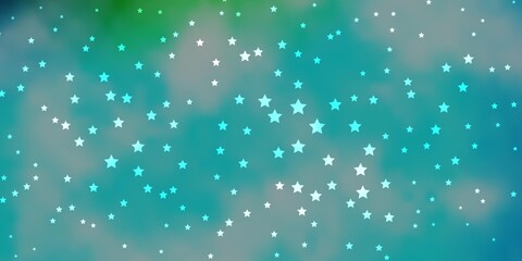 Dark Blue, Green vector template with neon stars. Blur decorative design in simple style with stars. Pattern for websites, landing pages.