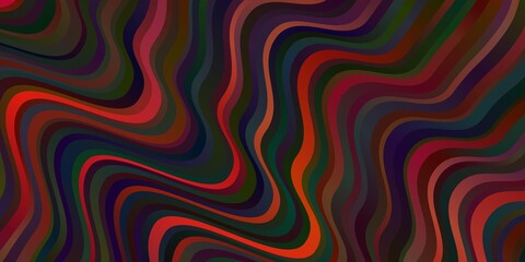 Dark Red vector background with curved lines.