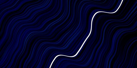 Dark BLUE vector template with curved lines. Illustration in abstract style with gradient curved.  Template for your UI design.