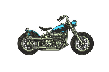 Fototapeta na wymiar Colorful motorbike with many details on a white background. Motorcycle vector, realistic illustration. 