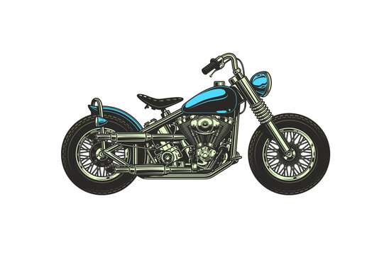 Colorful motorbike with many details on a white background. Motorcycle vector, realistic illustration.
