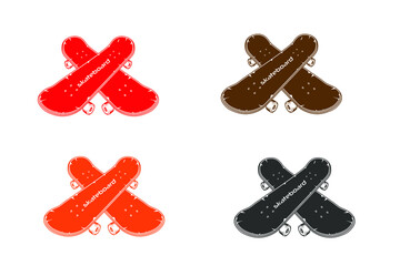 Set of colorful skateboards under the white background.skateboard image, sports, stunts, skateboarding, active lifestyle, competition, tricks, fully editable vector
