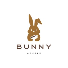 Fototapeta premium bunny hare rabbit coffee logo vector icon illustration