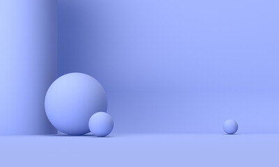 3D rendering of the blue geometric space background.