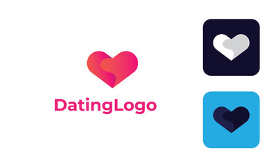 Dating Logo can for Icon Love app , logo heart -romance symbol - logo heart for website with modern design , fresh concept ,blue color and vector EPS 10