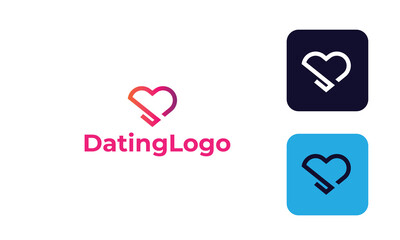 Dating Logo can for Icon Love app , logo heart -romance symbol - logo heart for website with modern design , fresh concept ,blue color and vector EPS 10