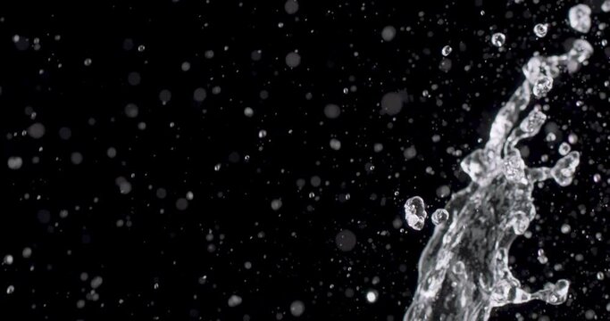 burst of water against a black background.
