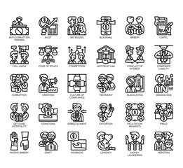 Set of business corruption thin line and pixel perfect icons for any web and app project.