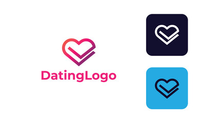 Dating Logo can for Icon Love app , logo heart -romance symbol - logo heart for website with modern design , fresh concept ,blue color and vector EPS 10