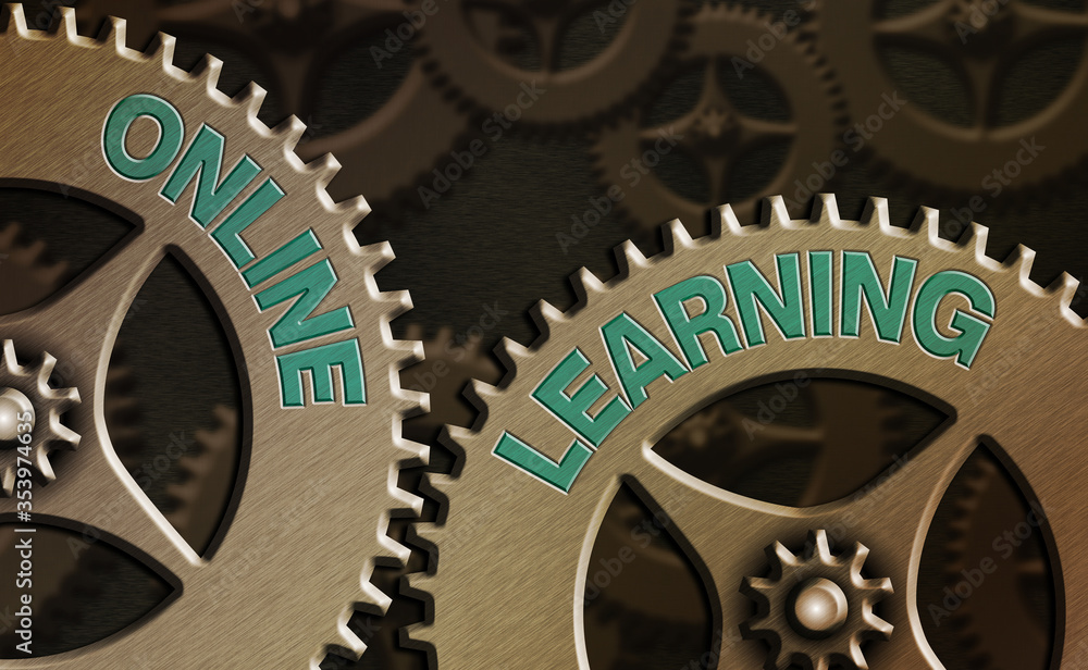 Poster writing note showing online learning. business concept for taking a course that can be accessed over
