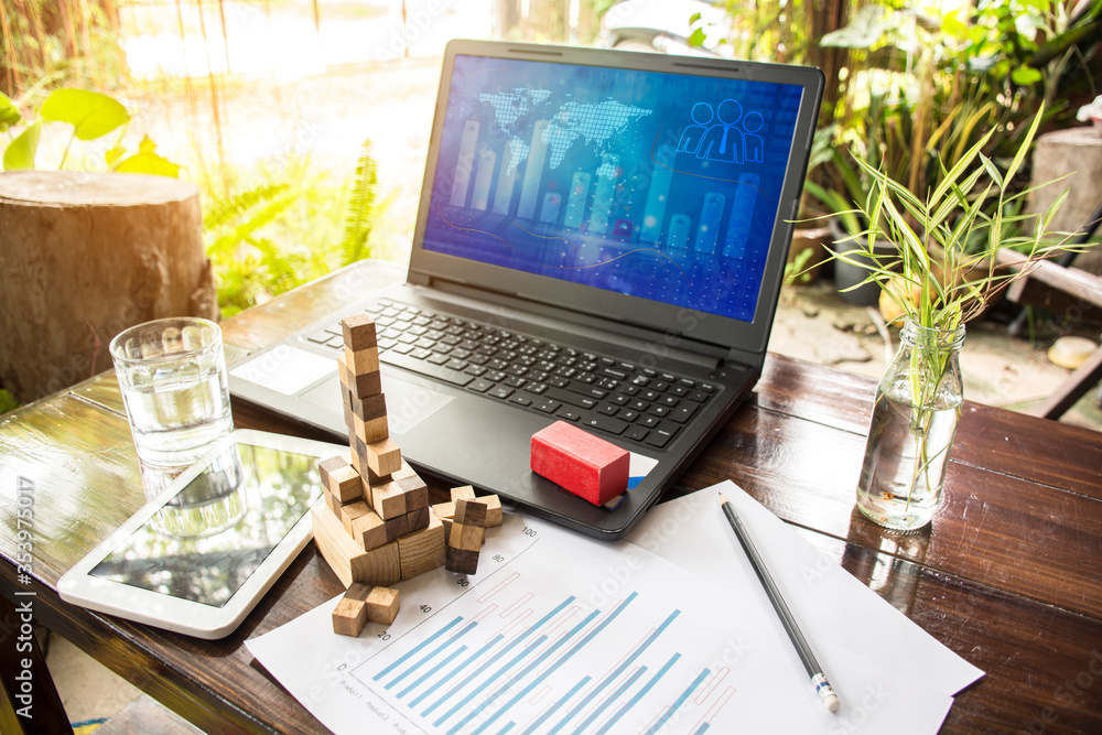 Aufkleber digital marketing campaign data analytics report with metrics