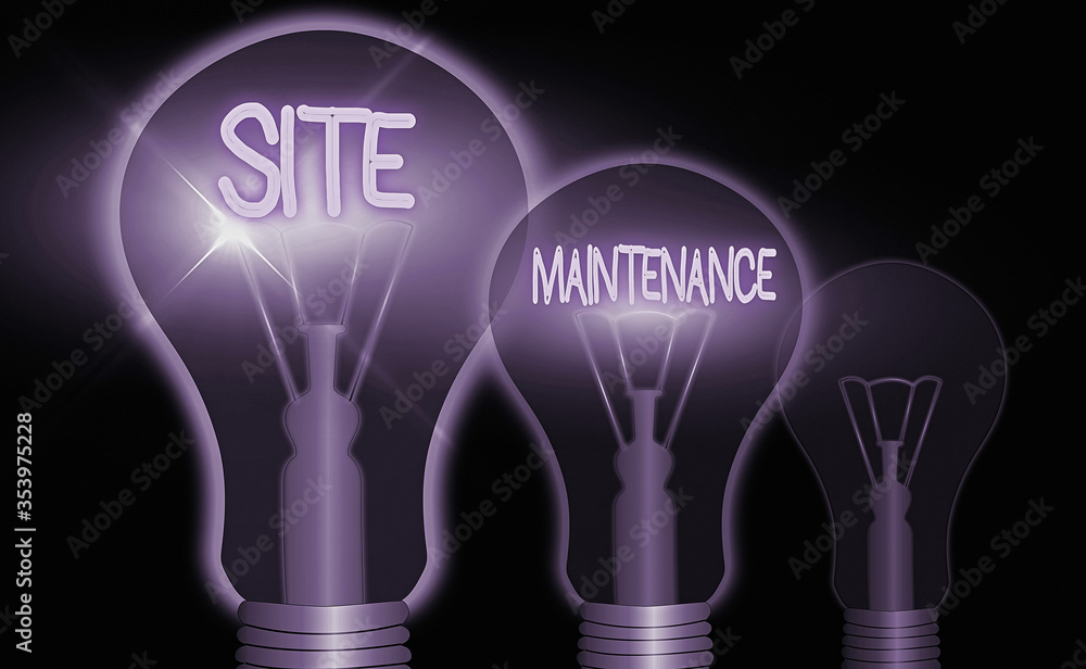 Fototapete Handwriting text writing Site Maintenance. Conceptual photo Monitoring and regularly checking your website for issues
