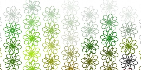 Light Green, Yellow vector doodle texture with flowers.