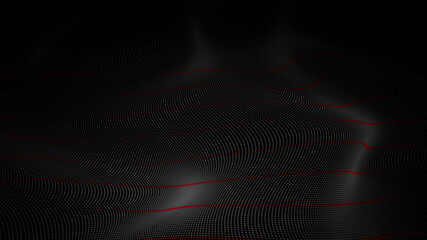 Digital particles wave flow on black background, Digital cyberspace abstract background