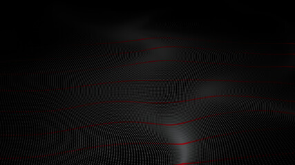 Digital particles wave flow on black background, Digital cyberspace abstract background