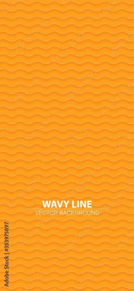 Poster vertical vector wavy background for smart phone in x size. trendy orange color.. phone ui