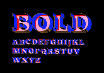 bold 3dimension typography design vector