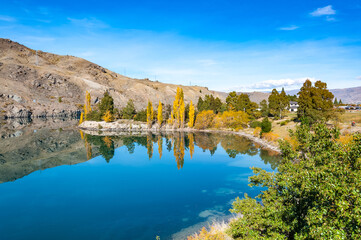 Fototapeta na wymiar Reflections in Mirror Lakes, New Zealand, south island