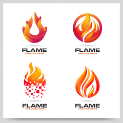 Collection of fire flame logo design. Graphic design element. Vector illustration