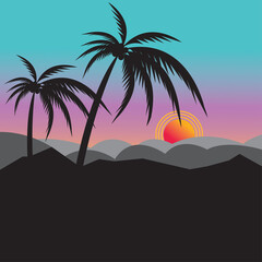Fototapeta na wymiar natural evening scenery colorful illustration of background. vector design