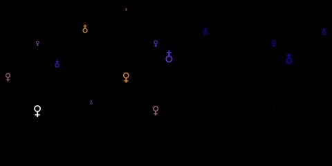 Light Blue, Red vector background with woman symbols.