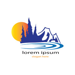 illustration of evening scenery color logo, vector design