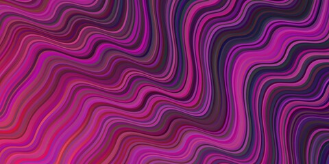 Fototapeta premium Dark Pink vector backdrop with curved lines.
