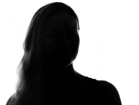 Female Person Silhouette In The Shadow, Back Lit Light