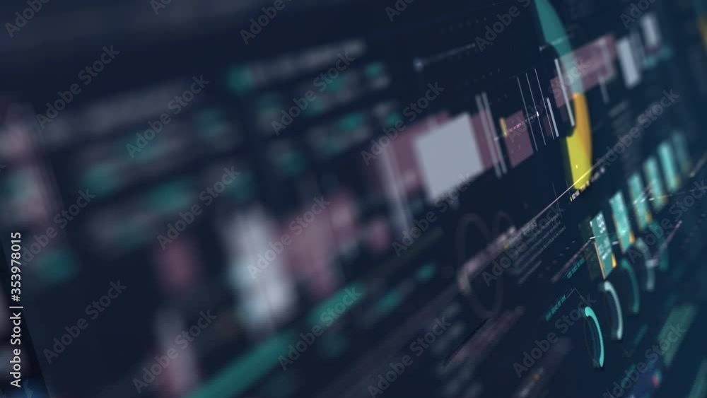 Poster business stock market, trading, info graphic with animated graphs, charts and data numbers insight a