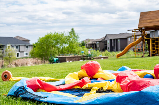 Deflated Bouncy House In Backyard