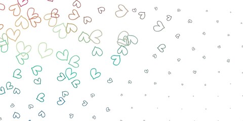 Light Blue, Red vector pattern with colorful hearts.