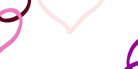 Light Pink vector template with doodle hearts.