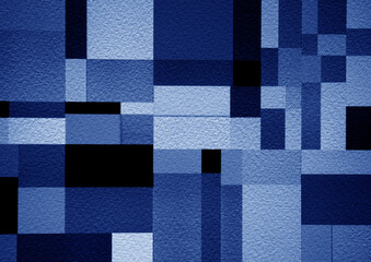  Blue paint squares on paper abstract  background.
