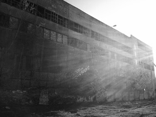 Fototapeta premium old factory buildings in village