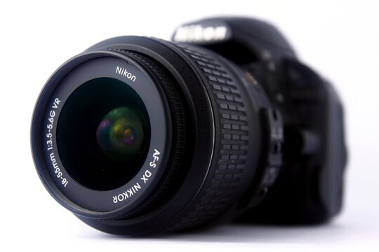 Close Up Picture Of A Kit Lens Of A Nikon DSLR Camera.