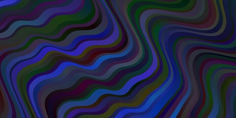 Dark BLUE vector background with curved lines.