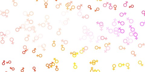 Light Pink, Yellow vector template with businesswoman signs.