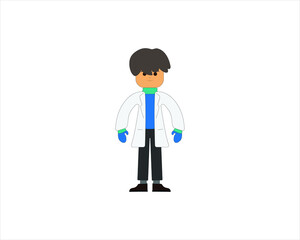 illustration vector of dokter, stay at home. for fight the covid 19.