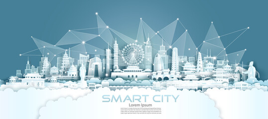 Technology wireless network communication smart city with architecture in China.